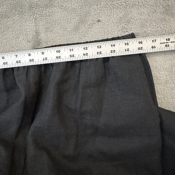 Flax Pull On Wide Leg Pants Black 100% Linen MEDIUM Lagenlook Minimalist - Picture 4 of 5